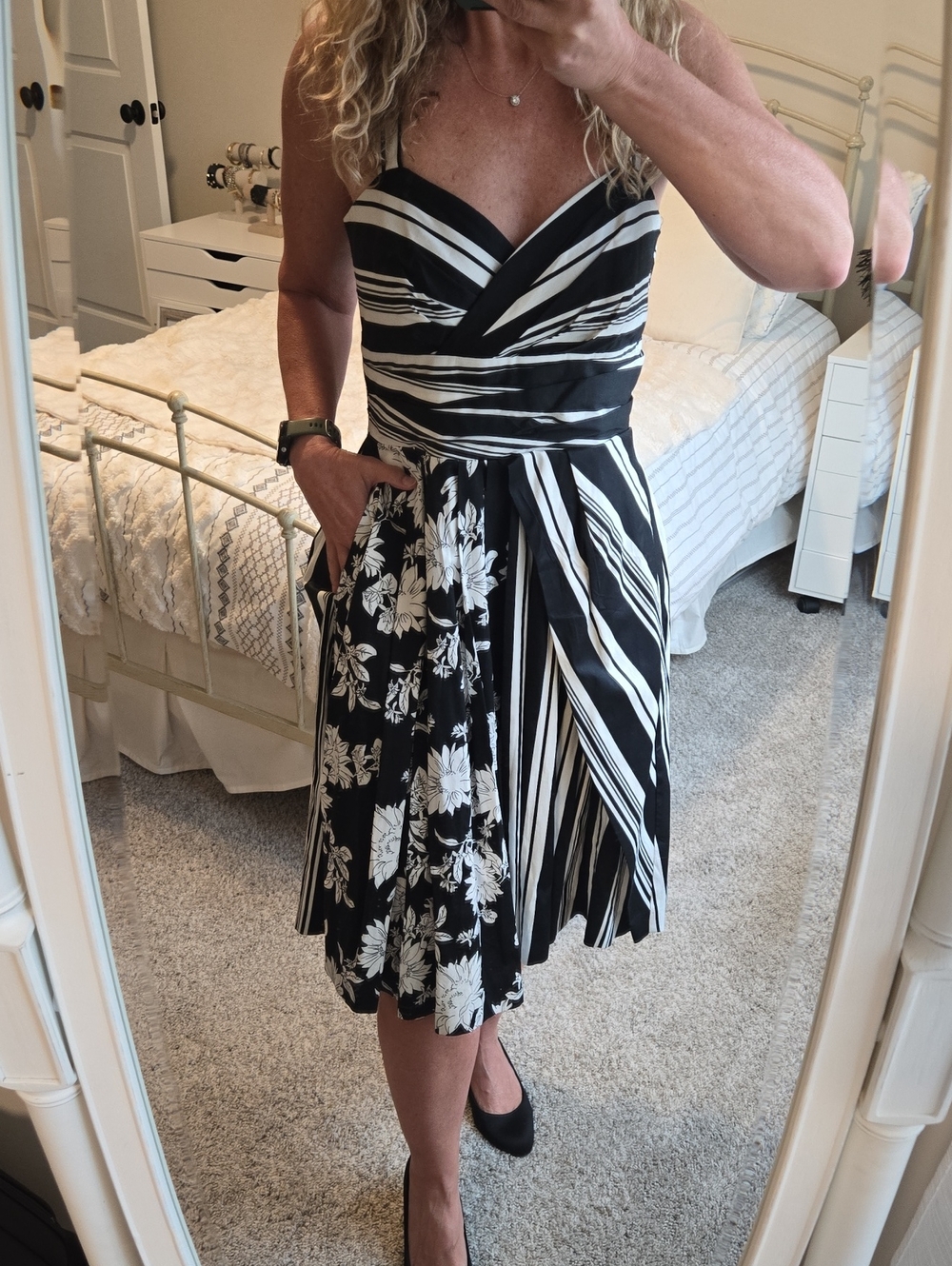 White House Black Market Q Mixed Print Midi Dress - Women